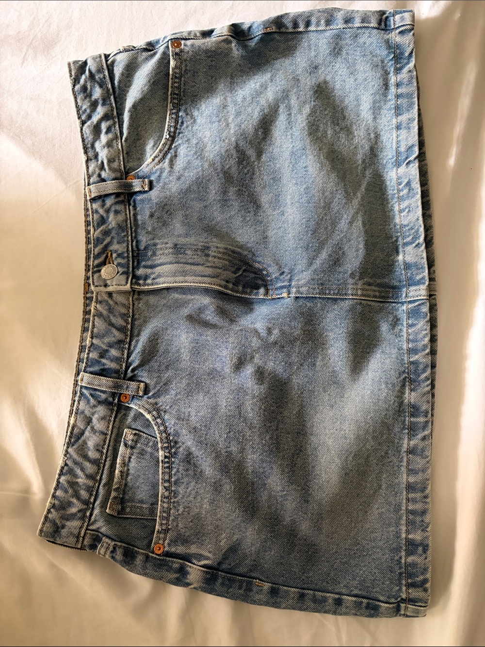 Classic Light Blue Denim Mini Skirt - Casual Everyday Style